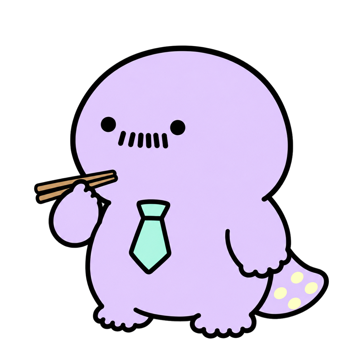 お箸ハンザキさん（斜め前・透過PNG）