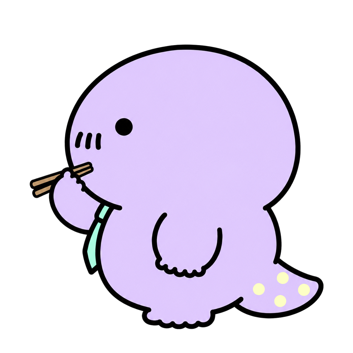 お箸ハンザキさん（側面・透過PNG）