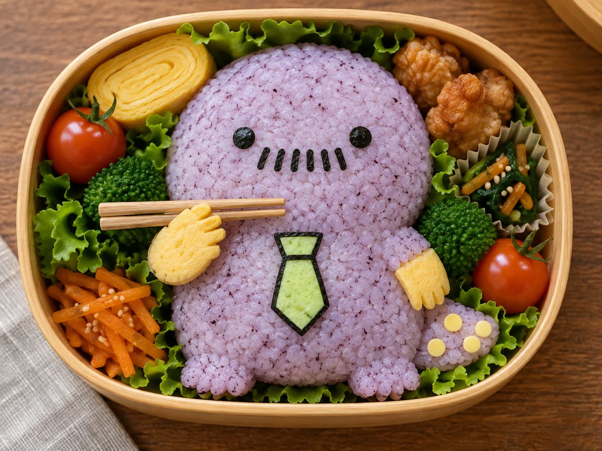 作例：ハンザキさんを全身で再現したキャラ弁（料理）